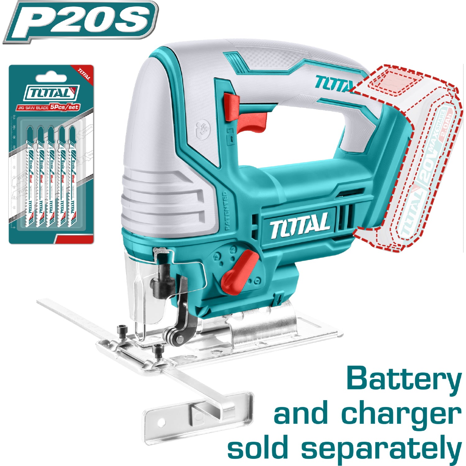 Sierra caladora inalambrica 20V NO incluye cargador ni baterias.  (1 año)