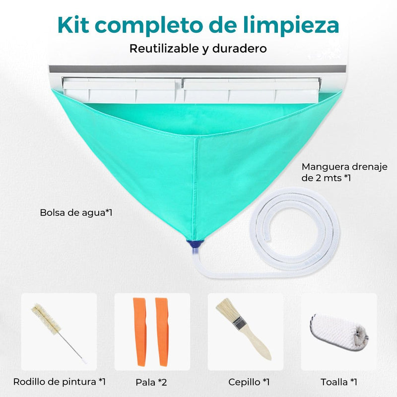 Funda Kit de mantenimiento para lavar aire acondicionado de pared. (Set de 7 pcs)
