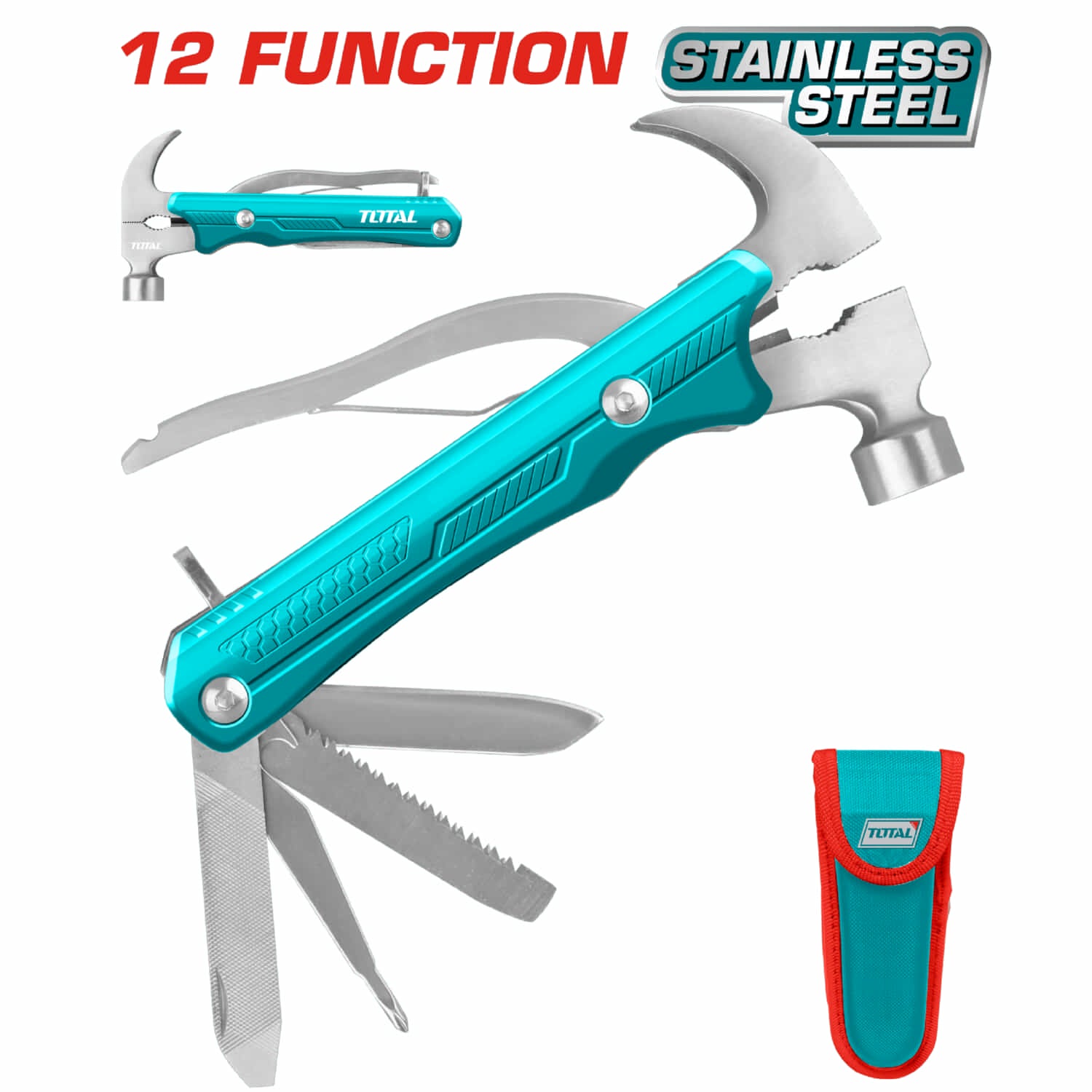 Martillo multifuncional con Mango de Aluminio Fuerte de Alta Calidad. 12 Funciones.