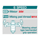 Mezclador para Mortero Litio-Ion de batería de 20 V. No incluye batería ni cargador.