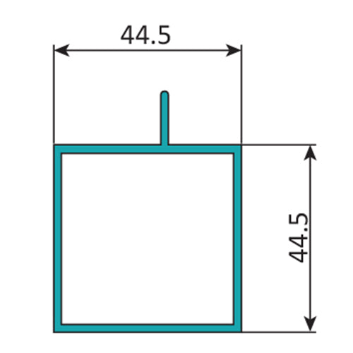 TCE-2 Perfil Hoja Puerta de 1 3/4" x 1 3/4"  Aleta Descentrada. E = 1.8 mm. L= 5.85 m BLANCO