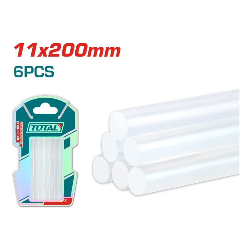 Juego de 6 Barras de Silicon. Material: resina de petróleo. Diámetro: 11,2 mm. Longitud: 20cm.