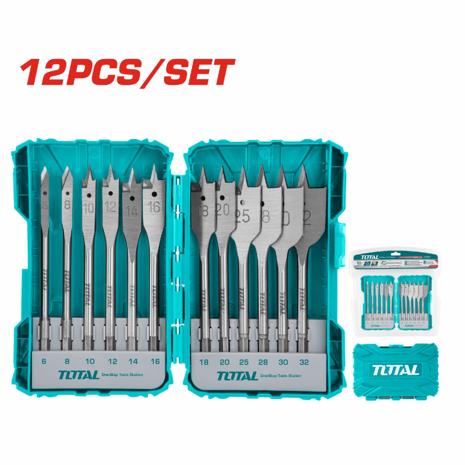 Juego de brocas planas para madera de 12 piezas para Taladro.