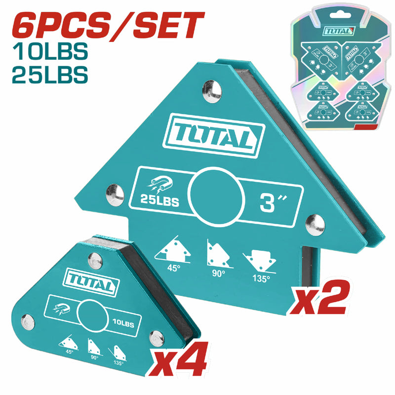 Set de 6 de escuadras de soldadura magnéticos. Acero Fuerza de Tracción de 10 y 25 Lbs
