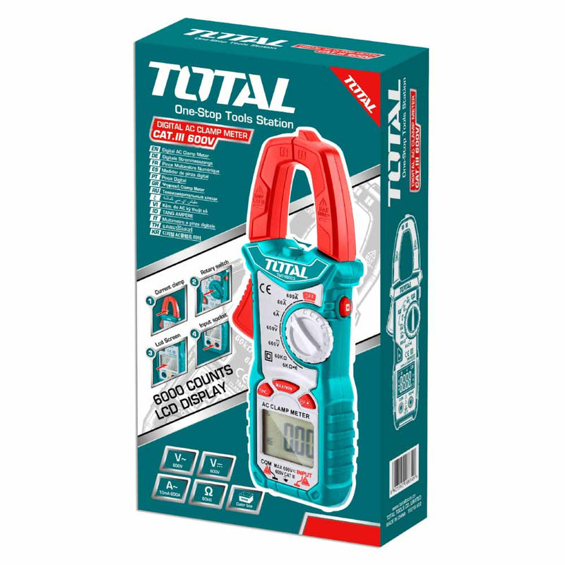 Medidor de Abrazadera Pinza amperimétrica 6000 Counts. Con retención de datos.