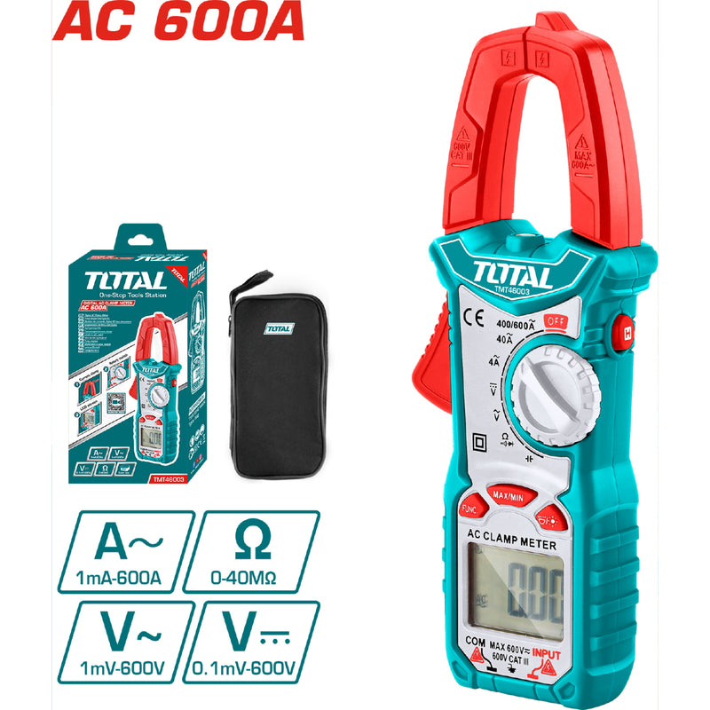 Medidor de Abrazadera Pinza amperimétrica 6000 Counts. Con retención de datos.