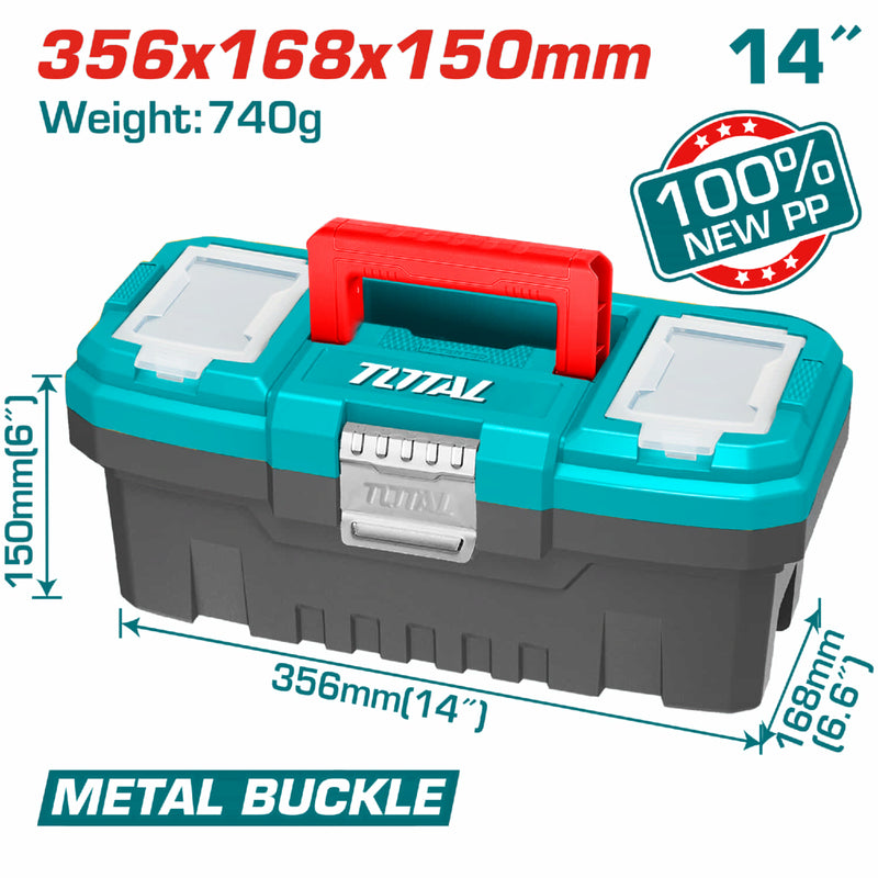 Caja de herramientas de plástico 14" TOTAL grapas Metálicas de alta calidad