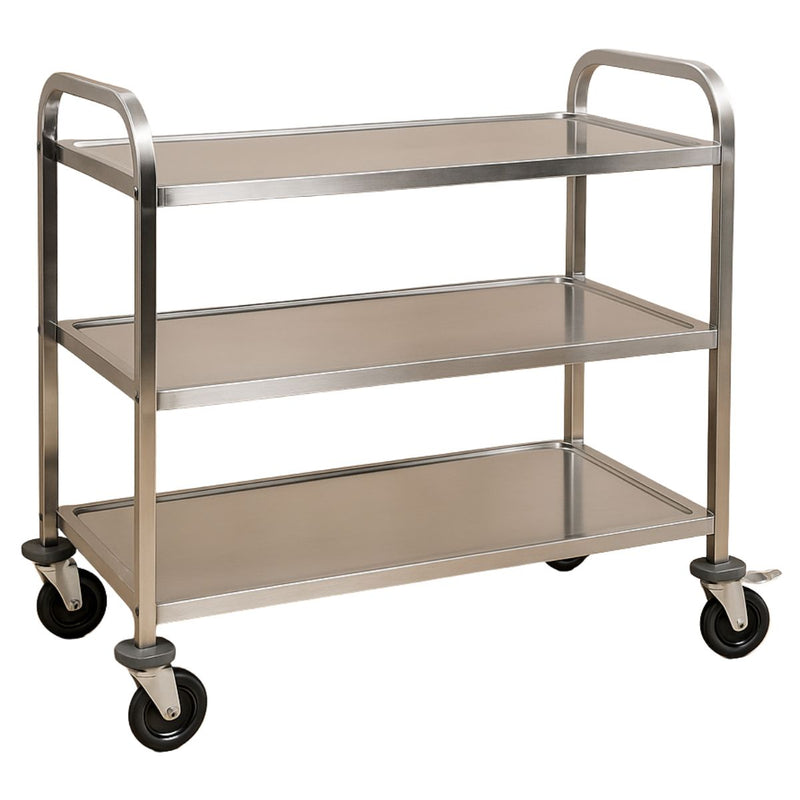 Carrito De Servicio de acero inoxidable De Tres Niveles trolley carretilla con ruedas