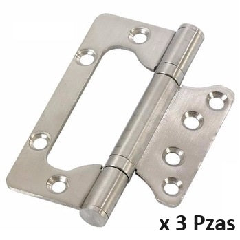 Bisagras mariposa para puerta 4"x3"x 3/32"  100x72x2.5mm inoxidable 304 (3 pzs blister)