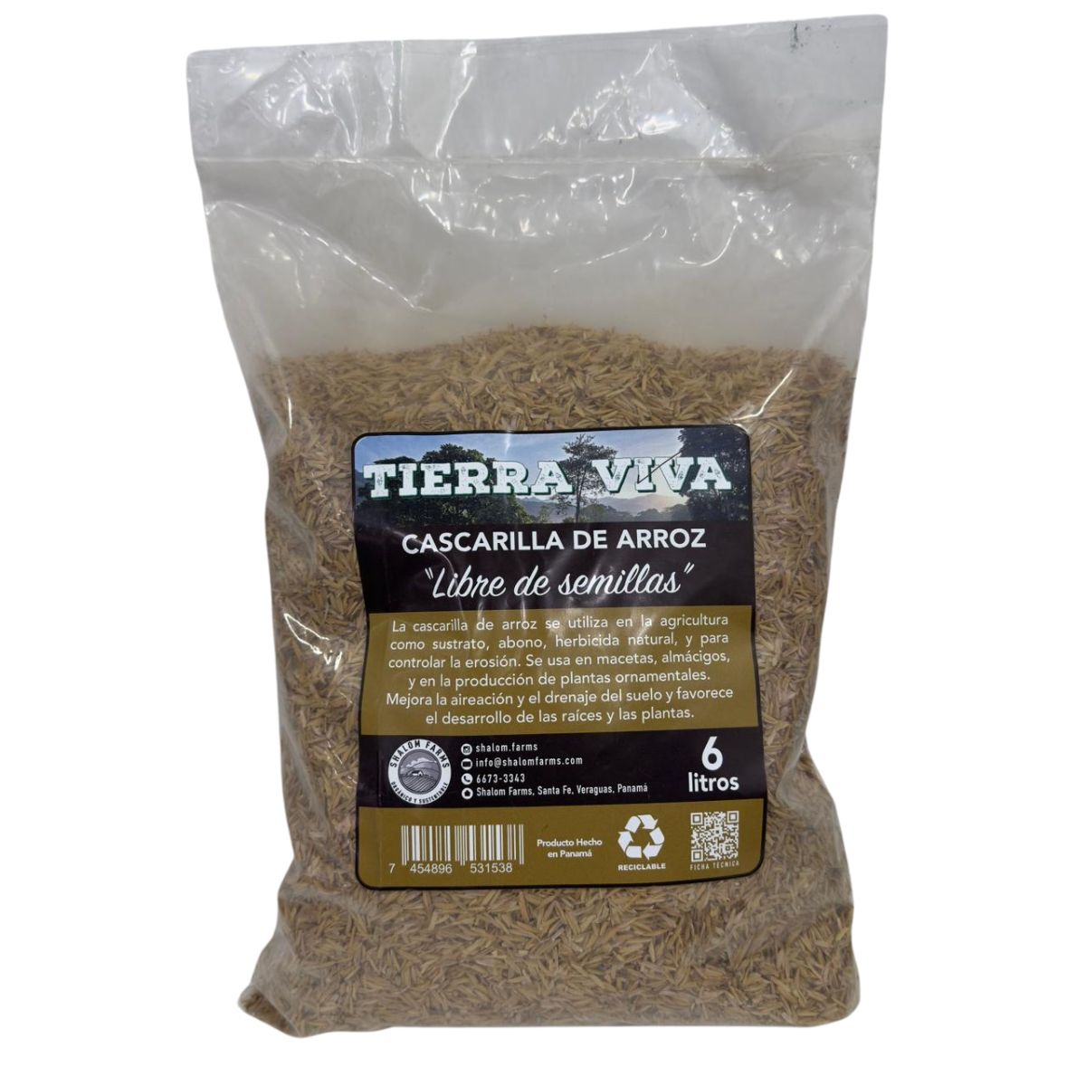 Cascarilla de Arroz " Libre de semillas” 6 litros
