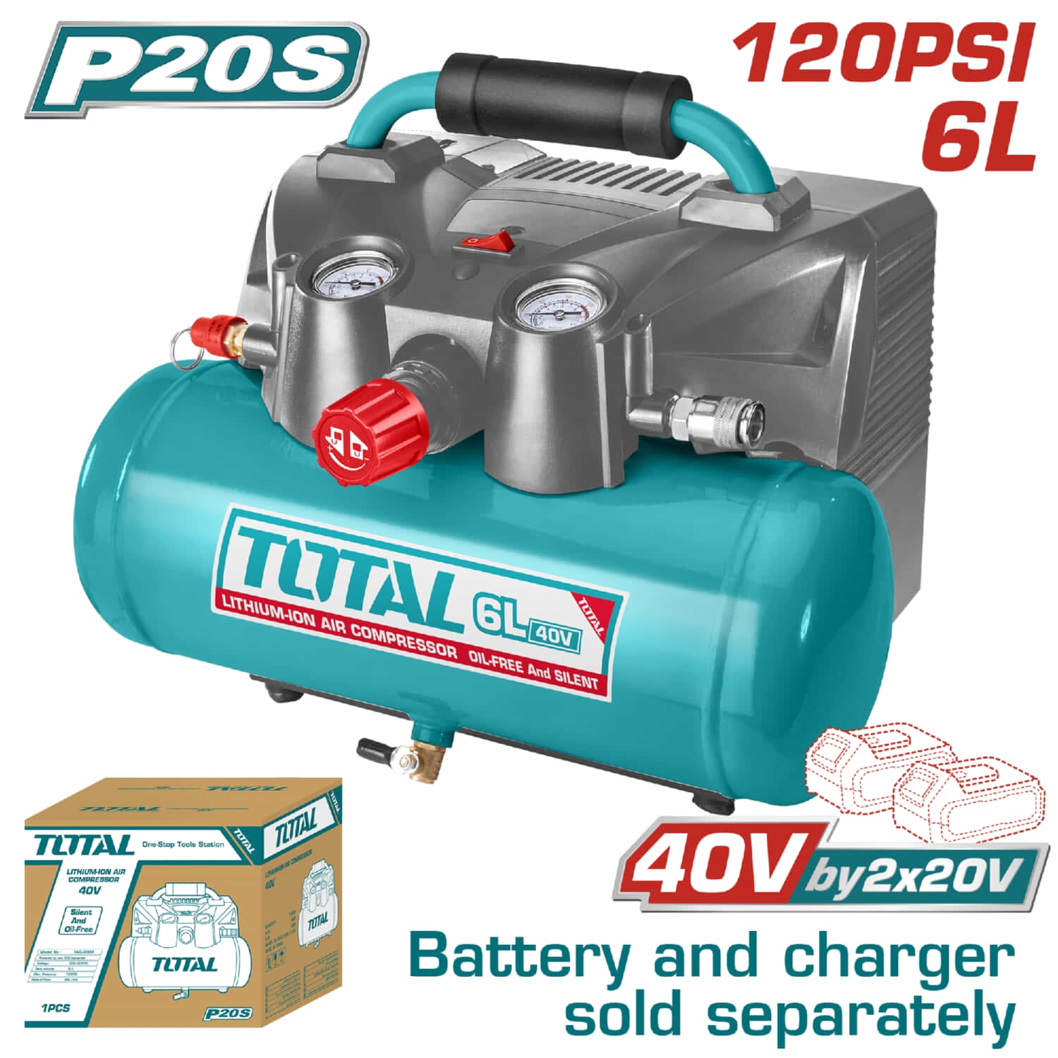 Compresor de aire inalámbrico de litio 20V