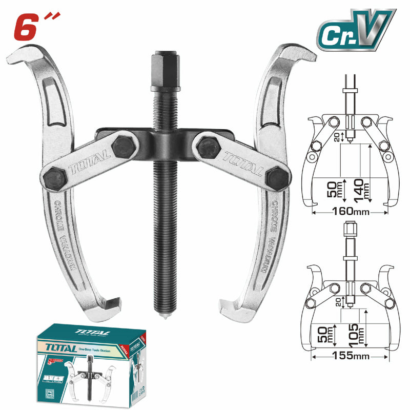 Extractor de 2 mandibulas de 6". Maxima Fuerza 5000 kg Cr-v, Tratamiento termico.