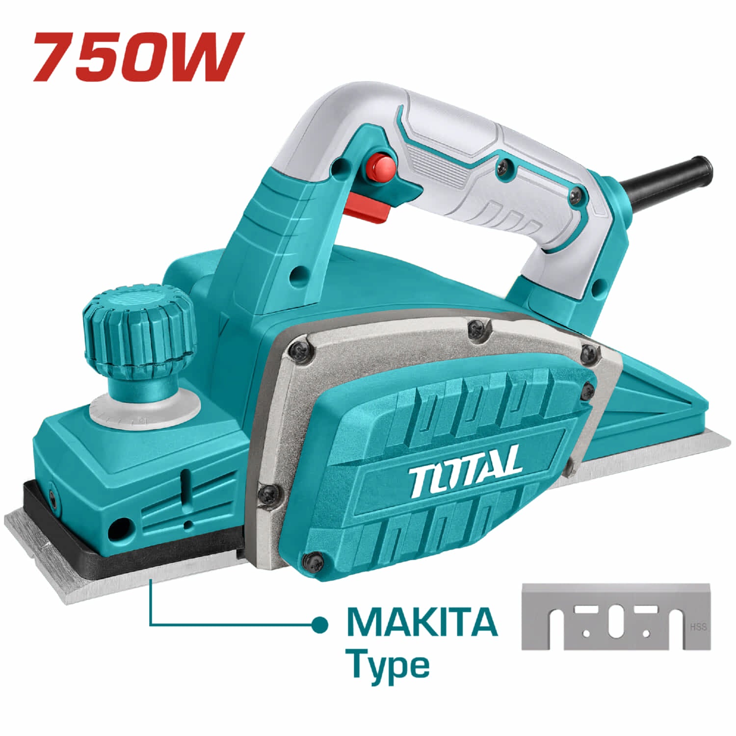 Cepillo Eléctrico de madera 750W 17000rpm 3-1/4" x 3/32" 110-120V ~ 50/60Hz