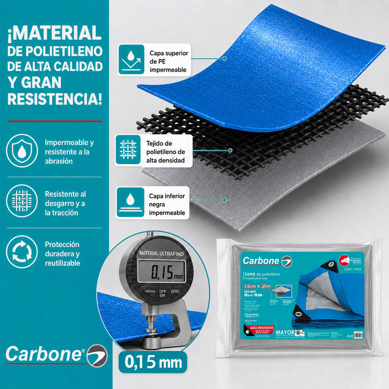 Lona multiusos de polietileno Delgada 110 g/m2 Azul/Gris