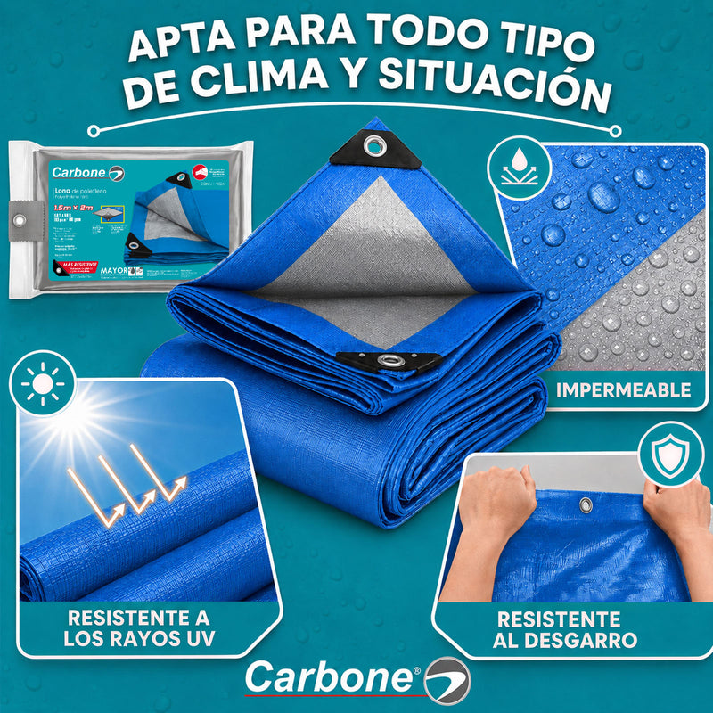 Lona multiusos de polietileno Delgada 110 g/m2 Azul/Gris
