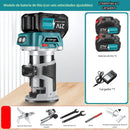 Recortadora Inalámbrica de Borde 21V con 2 Baterías de Litio. Fresadora Compacta para Madera con Velocidad Variable y Accesorios. Mini Router.