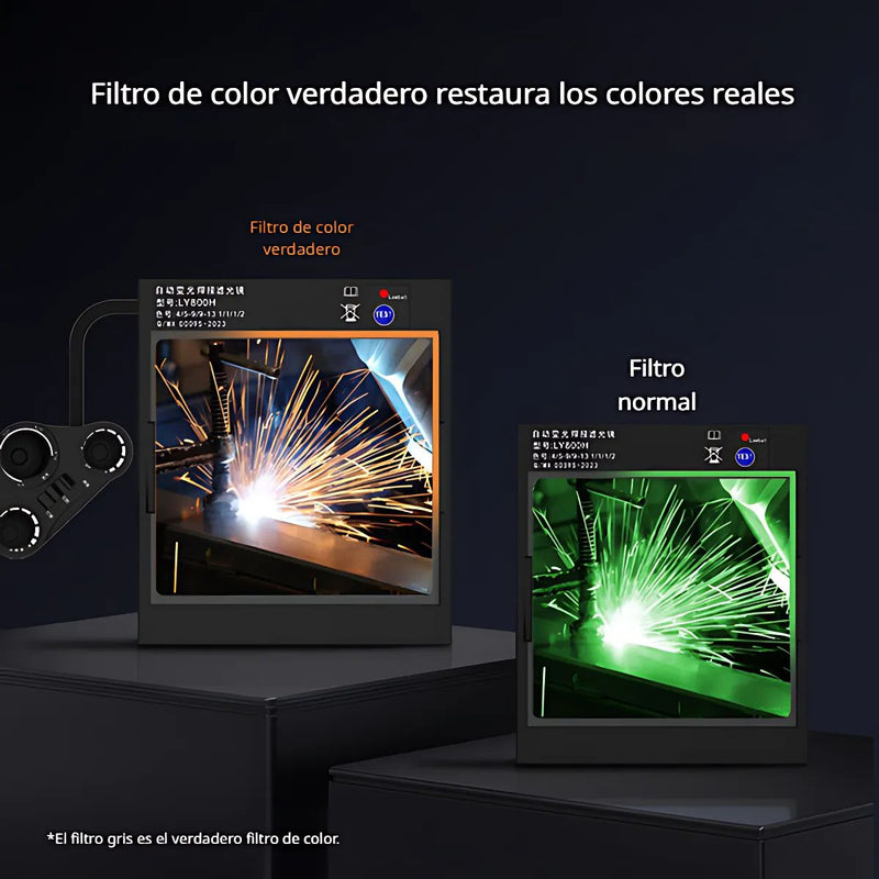 Máscara Para Soldar Con Oscurecimiento Automático DIN 5-13, Carga Con Energía Solar. Área De Visión De 100×93 mm.