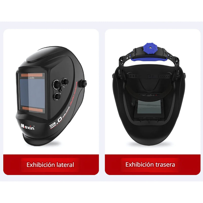 Máscara Para Soldar Con Oscurecimiento Automático DIN 5-13, Carga Con Energía Solar. Área De Visión De 100×93 mm.
