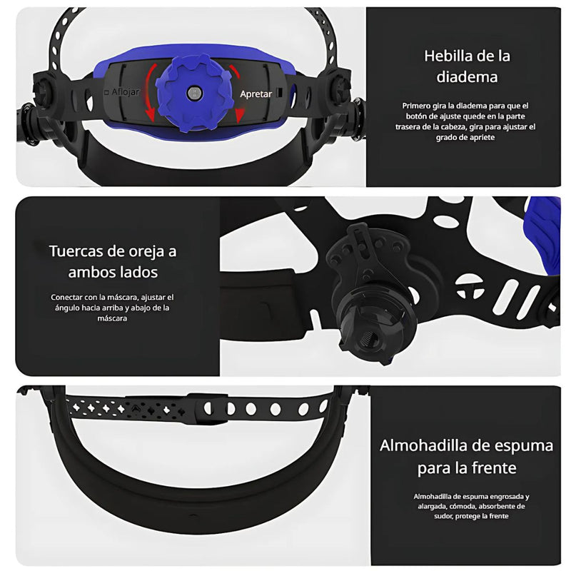 Máscara Para Soldar Con Oscurecimiento Automático, Carga Con Energía Solar. Área De Visión De 100×93 mm. Diseño de calavera.