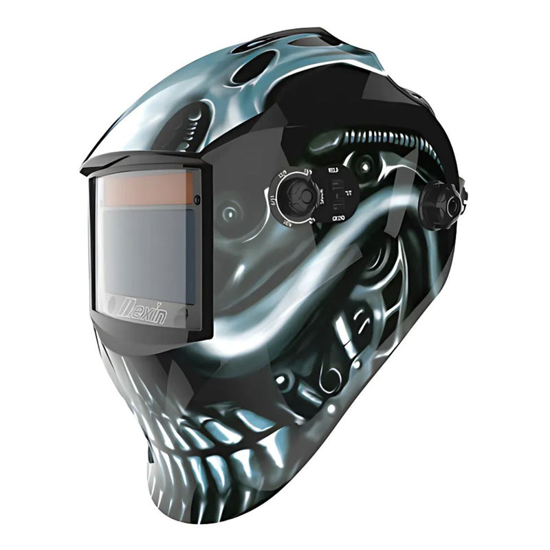 Máscara Para Soldar Con Oscurecimiento Automático, Carga Con Energía Solar. Área De Visión De 100×93 mm. Diseño de calavera.