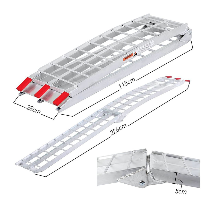 Rampa Portátil Plegable de Aluminio para Motocicletas. 116 x 33 x 16 cm. Rampa para moto.