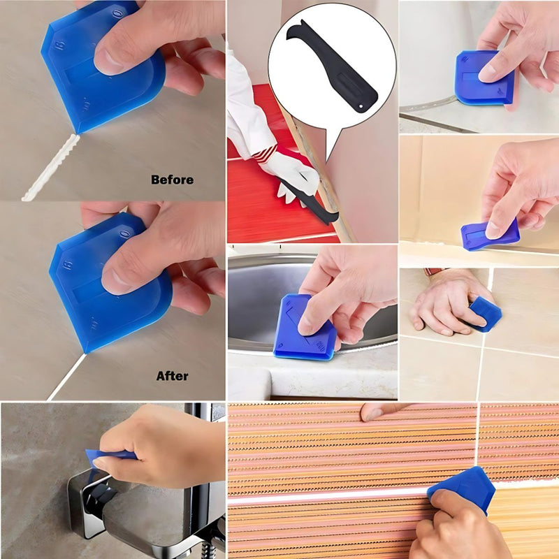 Raspador de silicona. Removedor eliminador quita silicona. (Set) Herramienta de eliminación de lechada. Aplicadort uña para siliconear