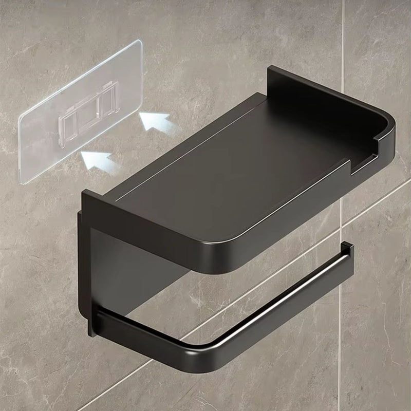 Portarrollos de Papel Higiénico con Bandeja soporte para celular. Color gris.