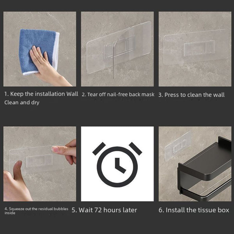 Portarrollos de Papel Higiénico con Bandeja soporte para celular. Color gris.