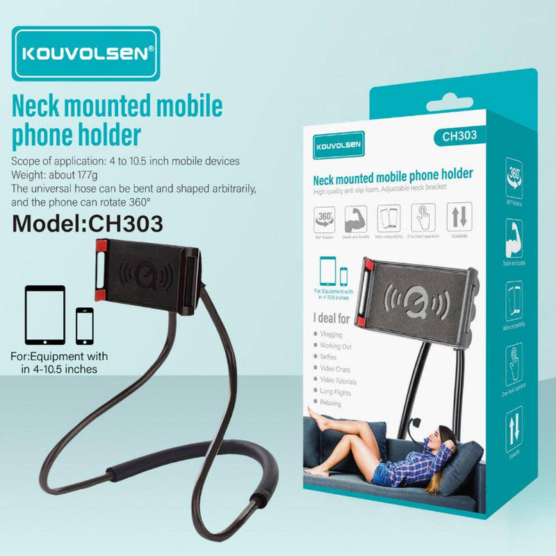 Soporte Para Celular De Cuello Flexible. Porta Teléfono Ajustable 360° Para Manos Libres. Compatible Con Smartphones De 4" a 10.5".