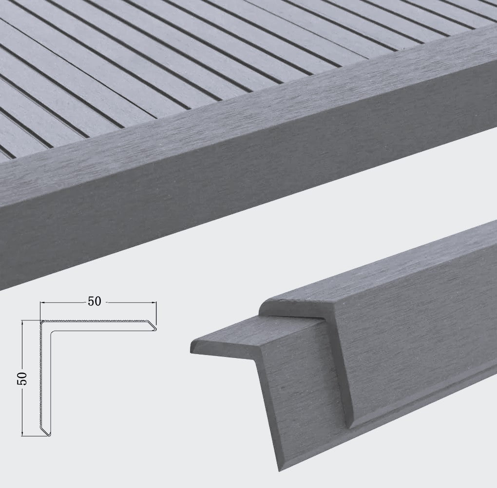 Angulo Remate Deck Gris claro WPC Exteriores 50x50x2900mm