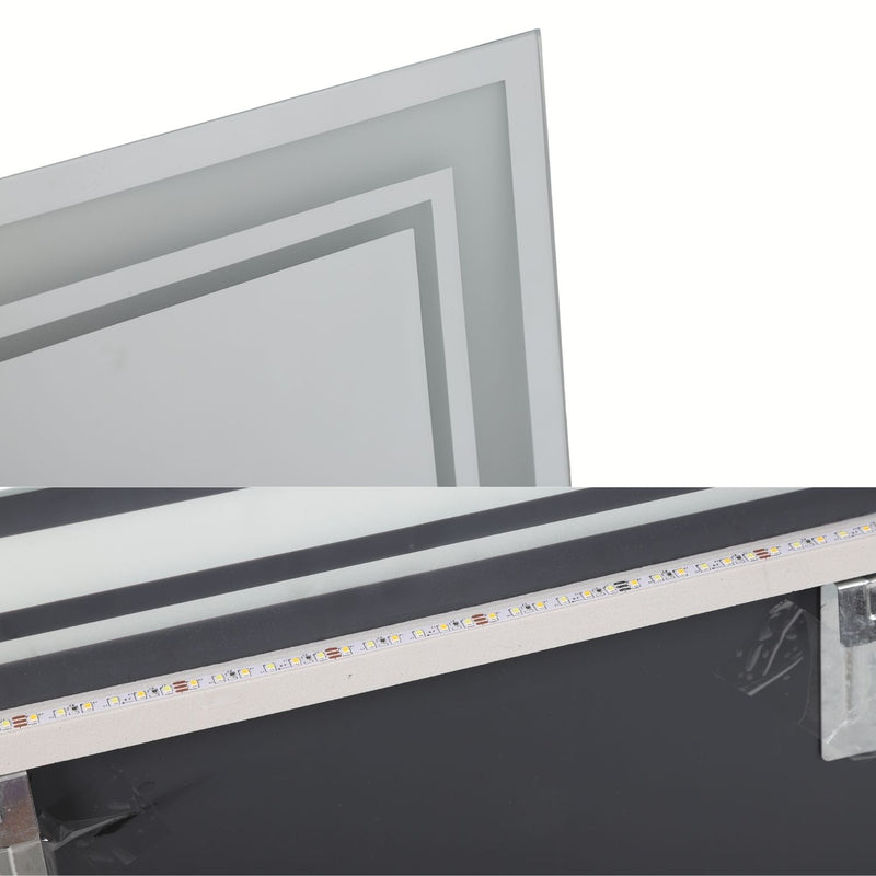 Espejo LED Táctil de Pared 60x80 cm con 3 Tonos de Luz y Enchufe USA 110V Espejo Baño Moderno