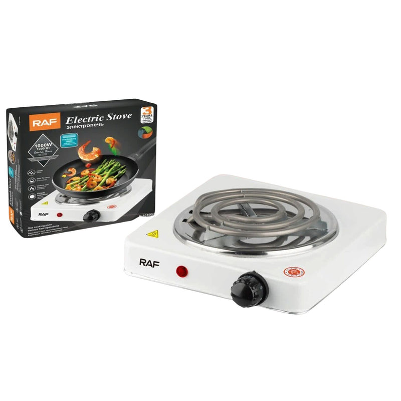 Estufa Eléctrica Portátil Individual 1000W  con Placa de Cocción. Calor Uniforme y Fácil Limpieza. Cocina Eléctrica
