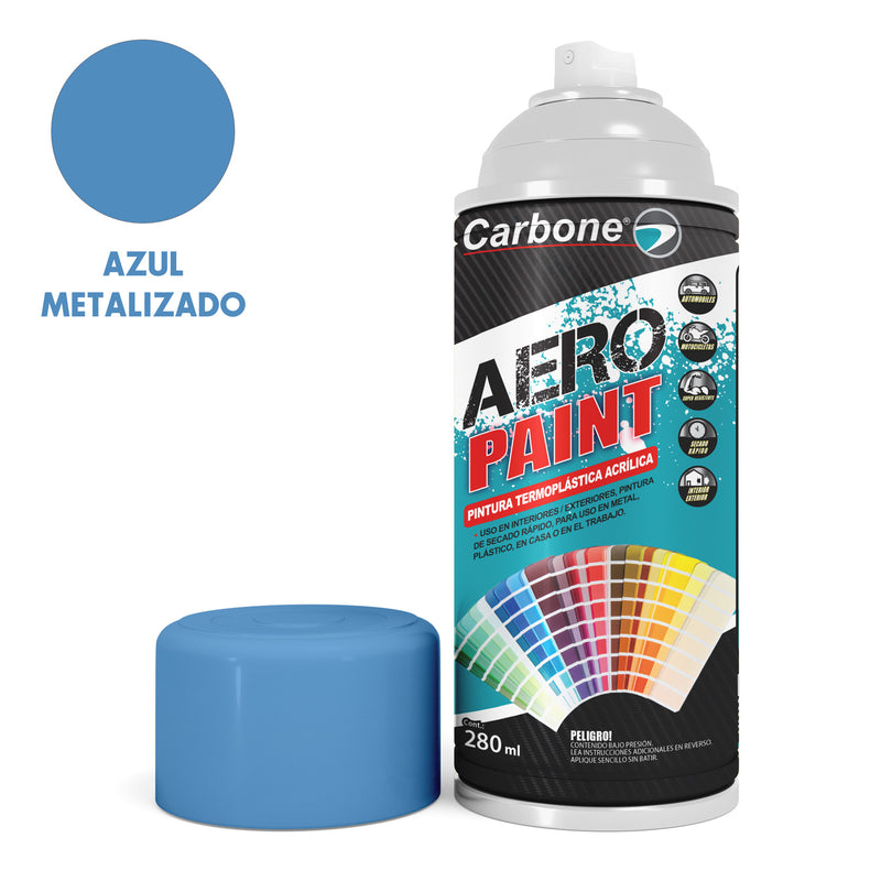 Pintura aerosol en Spray Azul metalizado 280ml. Interiores y exteriores alta calidad