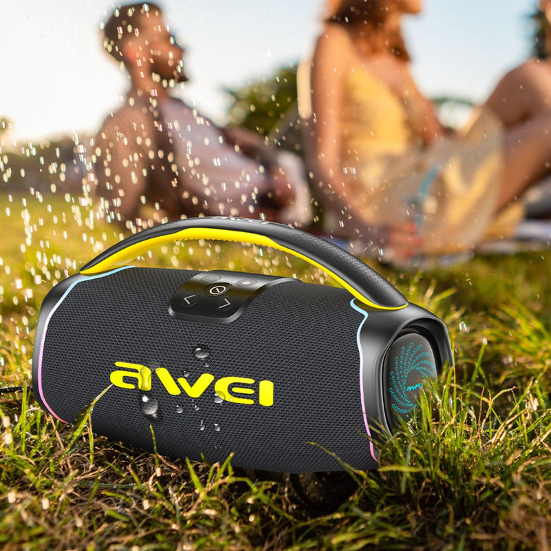 Bocina Bluetooth 5.3 Portátil de 60W. Speaker Parlante Inalámbrico de Alta Potencia. Altavoz Recargable con Resistencia al Agua IPX5 y Función TWS.