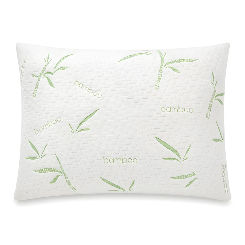 Almohada Bamboo 40x65cm. Cojín de Fibra de Bambú Suave y Transpirable con Funda Ecológica. Almohada Ergonómica con Relleno de Algodón Antialérgico.