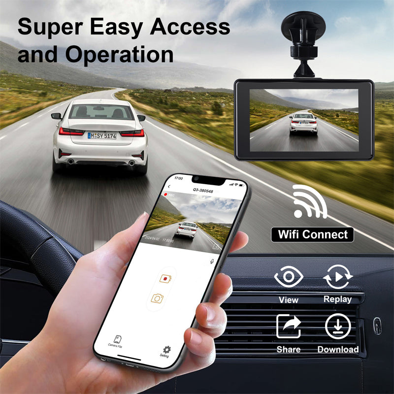 Dash Cam 2K Para Autos Con WiFi Y ADAS. Grabación Frontal QHD Con G-Sensor Y Visión Nocturna. Cámara Vehicular Con Modo Parking 24 Horas.