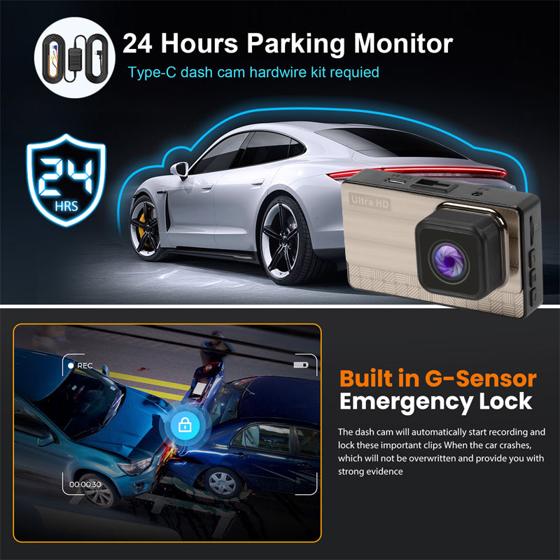Dash Cam 2K Para Autos Con WiFi Y ADAS. Grabación Frontal QHD Con G-Sensor Y Visión Nocturna. Cámara Vehicular Con Modo Parking 24 Horas.