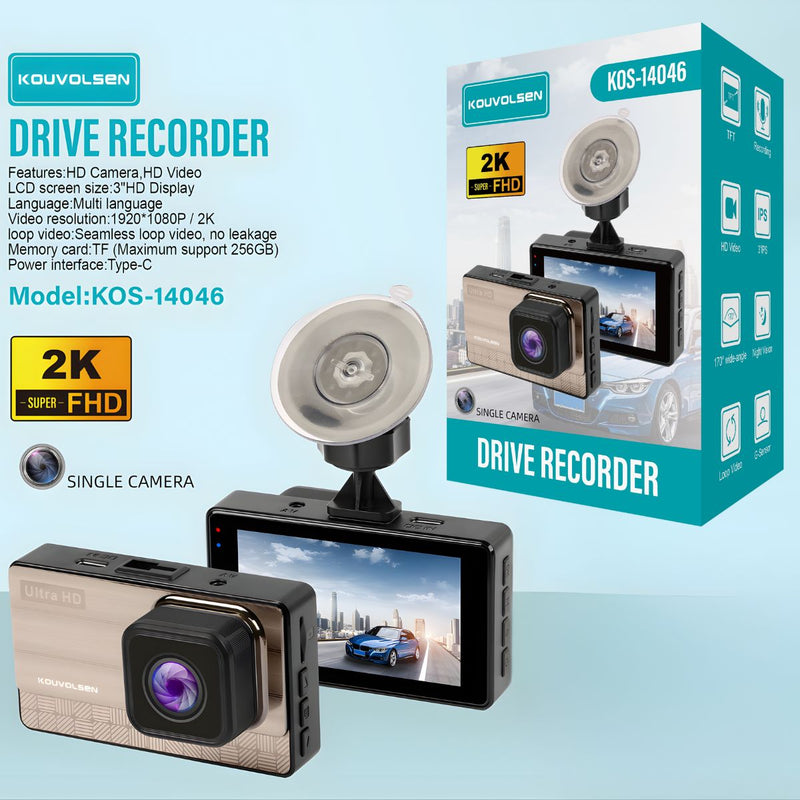 Dash Cam 2K Para Autos Con WiFi Y ADAS. Grabación Frontal QHD Con G-Sensor Y Visión Nocturna. Cámara Vehicular Con Modo Parking 24 Horas.