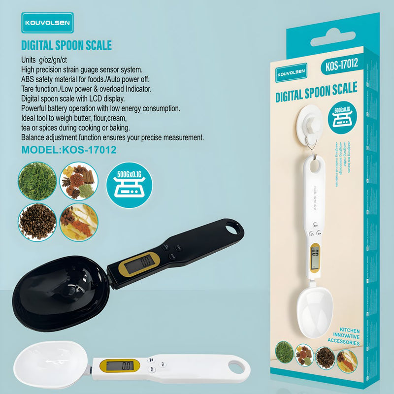 Cuchara Medidora Digital de Cocina. Pesa Balanza Electrónica de Precisión 0.1g. Capacidad 500g. Pantalla LCD y Función Tara.