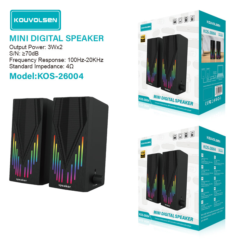 Bocinas USB Mini Estéreo 6W para PC o laptop. Speakers Parlantes para Computadora con Iluminación RGB.