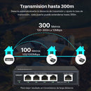 Switch PoE Gigabit 4 Puertos 1000Mbps y 30W por Puerto, 96W Total. Conmutador de 300m Extensión, Protección 4KV y Carcasa Metálica.