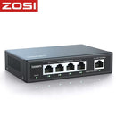 Switch PoE Gigabit 4 Puertos 1000Mbps y 30W por Puerto, 96W Total. Conmutador de 300m Extensión, Protección 4KV y Carcasa Metálica.