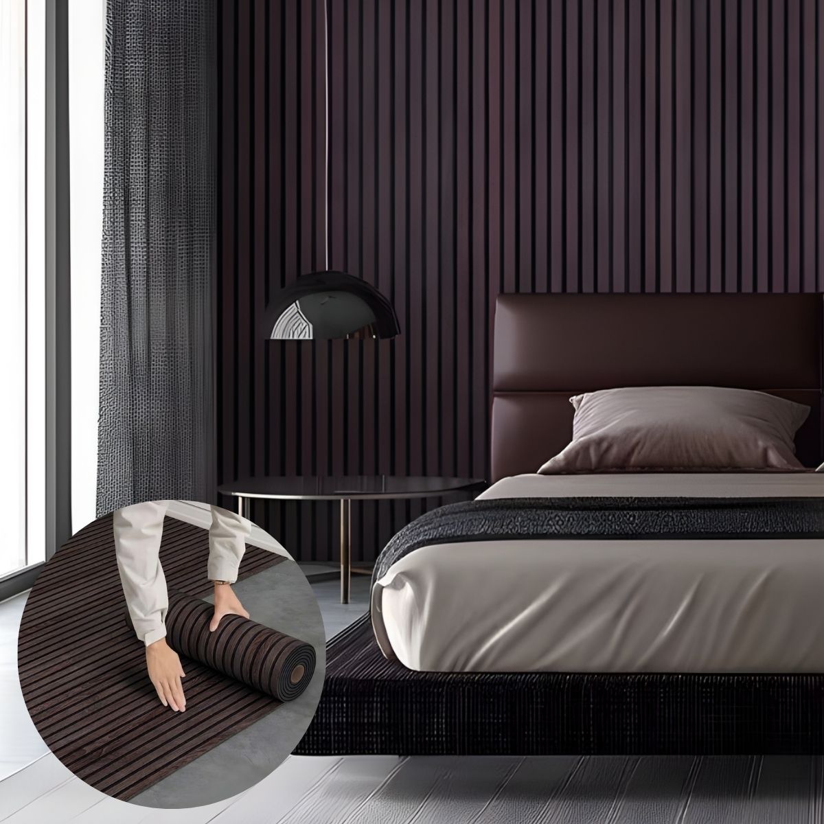 Revestimiento Decorativo Autoadhesivo Tipo Paneles para Pared Imitación Madera. Color Chocolate oscuro (3m x 60cm).