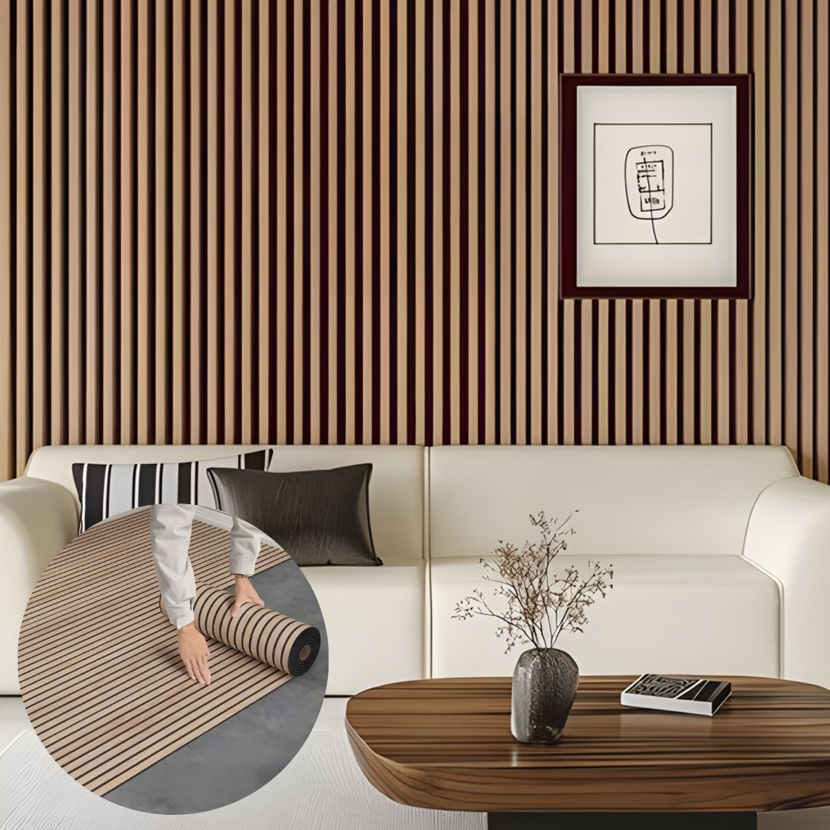 Revestimiento Decorativo Autoadhesivo Tipo Paneles para Pared Imitación Madera. Color chocolate claro (3m x 60cm).