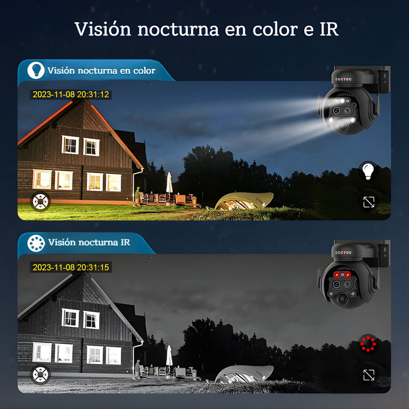 Cámara de Seguridad WiFi con Panel Solar 6MP. Cámara de videovigilancia con Visión Nocturna y Detección Humana. Zoom 12X