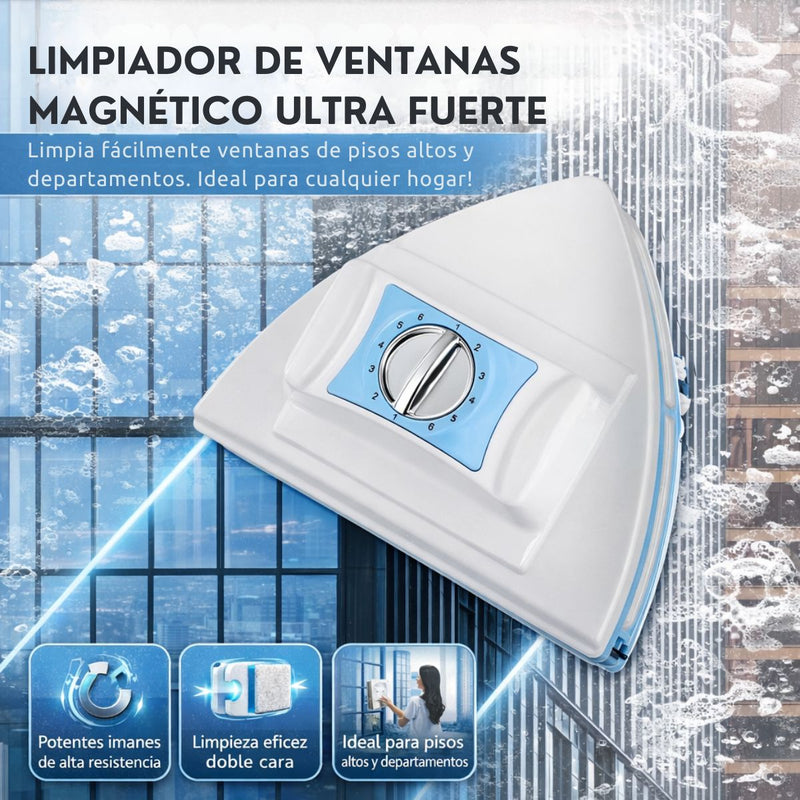 Limpiador de ventanas magnético profesional de doble cara. Ideal para vidrios entre 3-30mm de grosor.