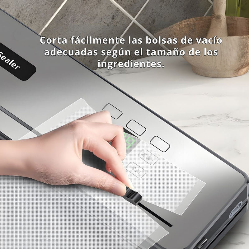 Sellador Al Vacío Recargable USB Con Luz UV De 14x4.3x 2.1" (35.6x11x5.5 Cm), 5V, 50W De ABS. Máquina De Envasado De Alimentos. Incluye 50 bolsas