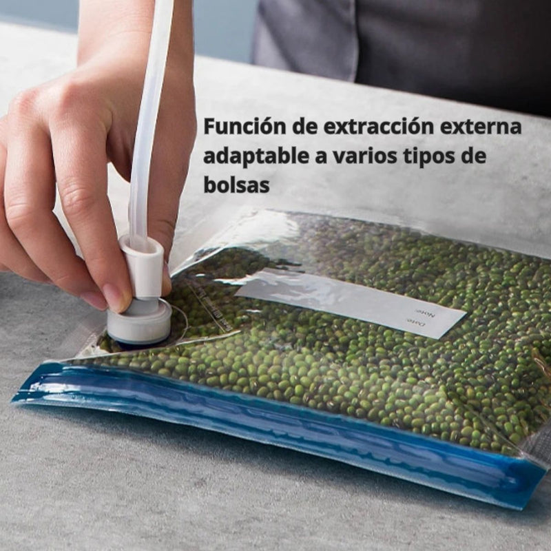 Sellador Al Vacío Recargable USB Con Luz UV De 14x4.3x 2.1" (35.6x11x5.5 Cm), 5V, 50W De ABS. Máquina De Envasado De Alimentos. Incluye 50 bolsas