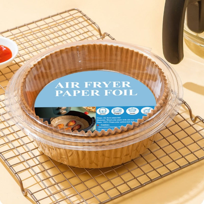 Papel Antiadherente Redondo Para Freidora De Aire 6.3"(16 cm). Papel Antigrasa Desechable Para Airfryer, Horno Y Freidora Resistente Al Aceite (50 Unds)