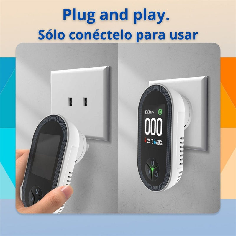 Detector alarma De Gas, Monóxido De Carbono, Temperatura Y Humedad 4-En-1 Con Pantalla Digital De Plástico ABS Antiflama